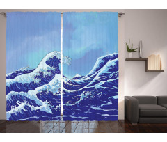 Big Tsunami Ocean Nature Curtain