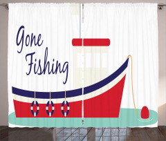 Cartoon Fishing Boat Curtain