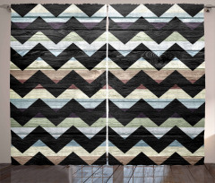 Retro Art Black Chevron Curtain