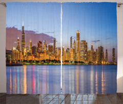 Night Panorama Skyline Curtain