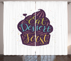 Doodle Cupcake Heart Curtain