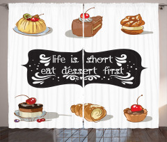 Various Dessert Doodle Curtain