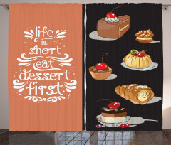 Art Doodle of Tasty Desserts Curtain