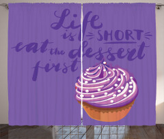 Eat Dessert Vibrant Cupcake Curtain