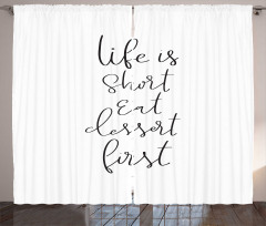 Cursive Ink Lettering Dessert Curtain