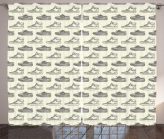 Retro Sneaker Shoes Pattern Curtain