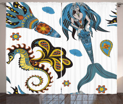 Mermaid and Sea Horse Curtain