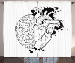 Human Heart and Brain Art Curtain