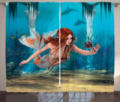 Magic Aqua Sea Lily Curtain