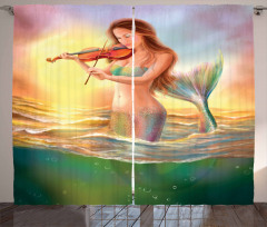 Mermaid Playing Violin Curtain