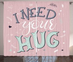 I Need Your Hug in Pastel Tone Curtain