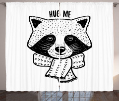 Raccoon with Hug Me Words Curtain