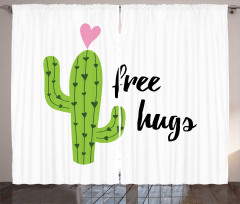 Cactus with Free Hug Words Curtain