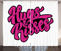 Hugs and Kisses Calligraphy Curtain