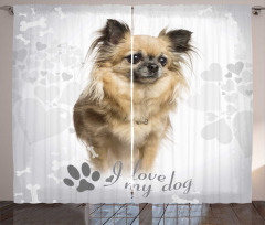 I Love My Dog Paw Print Curtain