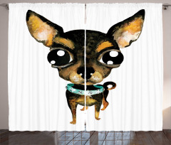 Gem Collar Big Eyed Dog Curtain