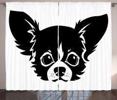 Monochrome Puppy Head Curtain