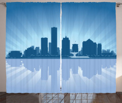 Retro Milwaukee Skyline Curtain