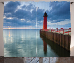 Dramatic Sky Lighthouse Curtain