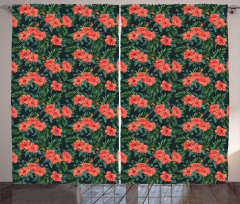 Exotic Hibiscus Luau Party Curtain