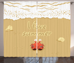 Cartoon Crab I Love Summer Curtain