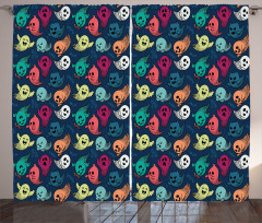 Colorful Spooky Ghosts Curtain