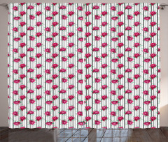 Bouquet with Buds on Stripes Curtain