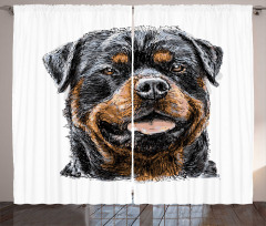 Hand Drawn Image of Dog Curtain