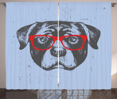 Funny Hipster Dog Curtain