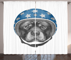 Dog in a Hard Hat Sketch Curtain