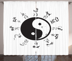 Yin and Yang Tao and Motifs Curtain