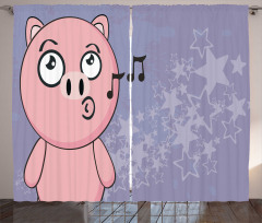 Farm Animal Singing Star Motifs Curtain
