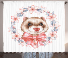 Portrait with Ribbon Wreath Curtain