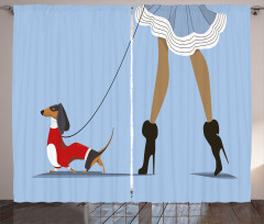 Woman and Dog Fashion Curtain