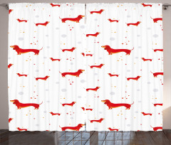 Dog with Hearts and Dots Curtain