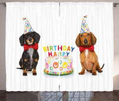 Dogs Happy Birthday Cake Curtain