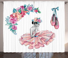 Dancer Girl in Flowers Curtain