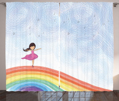 Girl Dances on Rainbow Curtain