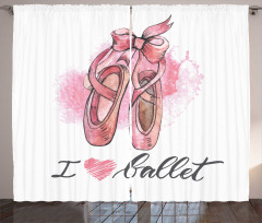 I Love Ballet Typography Curtain