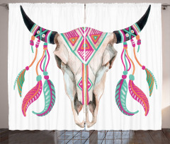 Bull Skull and Feathers Curtain