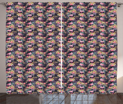 Tropical Summer Flora Flamingo Curtain