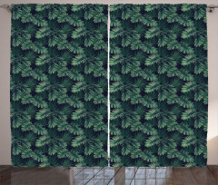 Exotic Jungle Foliage Pattern Curtain