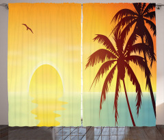 Tropical Sunset with Ombre Sky Curtain