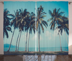 Summer Themed Tropical Shore Curtain