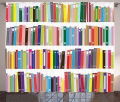 Colorful Doodle of Books Curtain