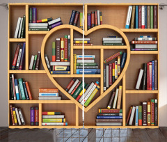 Love Reading Books Heart Curtain