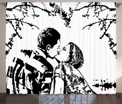 Young Couple in Love Print Curtain