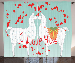 Lover Llamas and Hearts Curtain