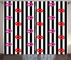 Lipstick Prints on Stripes Curtain