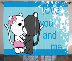 Love You and Me with Cats Curtain